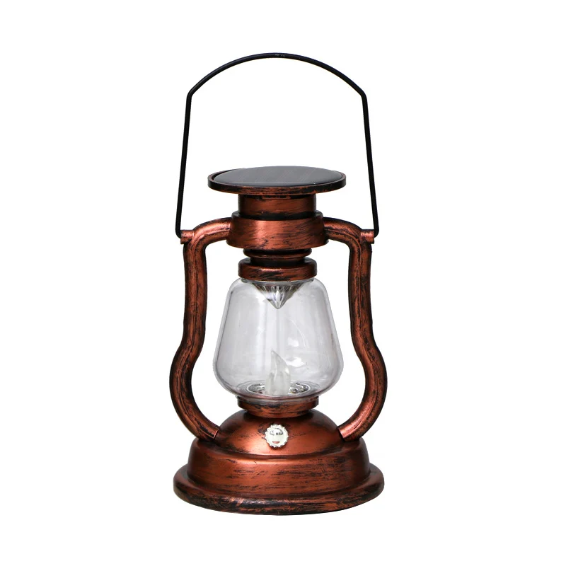 Solar-LED-Sturmlaterne im Vintage-Stil mit Glaszylinder und Metallgriff Skanto