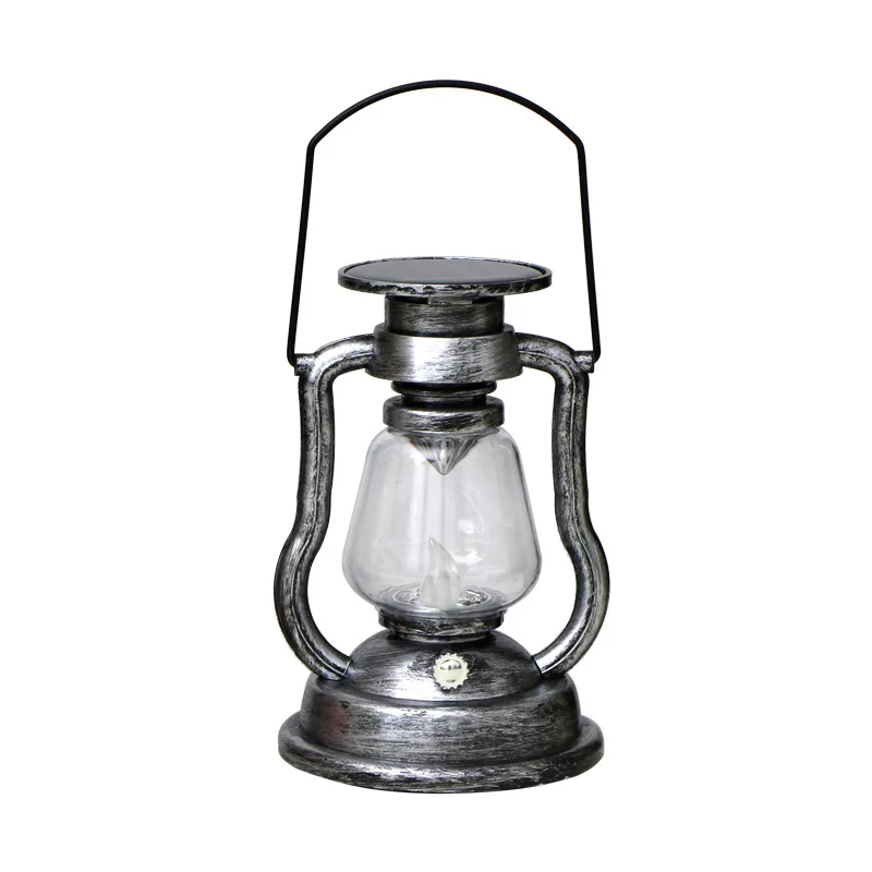 Solar-LED-Sturmlaterne im Vintage-Stil mit Glaszylinder und Metallgriff Skanto