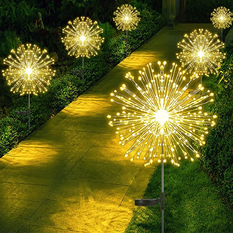 Wunderkerzen-Stil Solarbetriebene LED-Gartenstecker mit dynamischem Feuerwerkseffekt Skanto