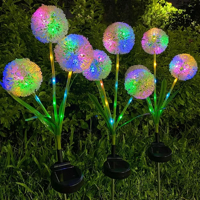 Löwenzahn-inspirierte Solar-Gartenstecker mit integriertem Solarpanel und doppelten Blumenkugeln Skanto