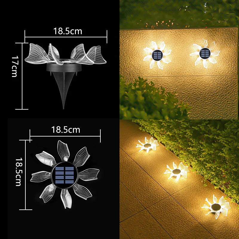 Dekoratives Solar-Acryl-Blütenblatt Gartenstecker Licht Skanto