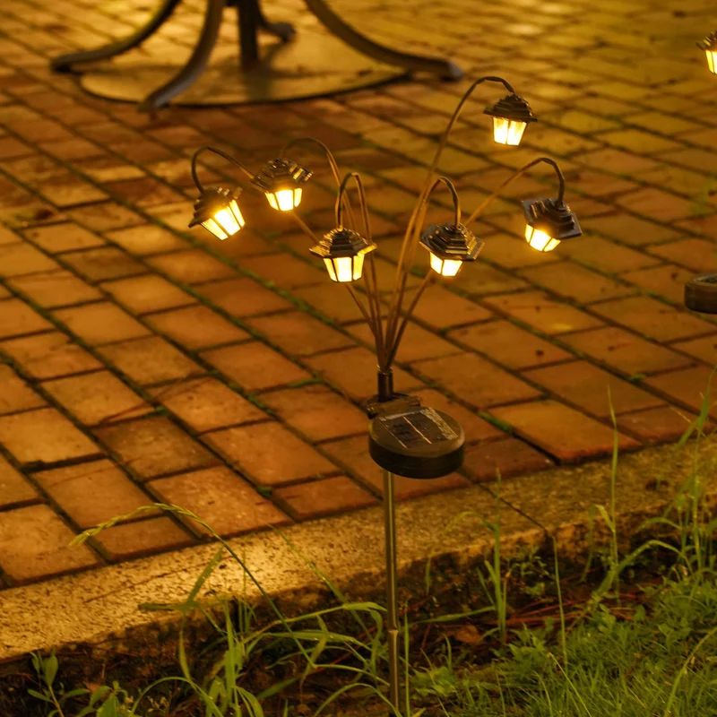 Dekorative Solar-Gartenstecker-Laternen mit mehreren Köpfen und warmem LED-Licht Skanto