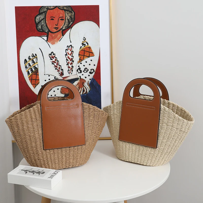 Moderne Korbtasche mit eleganten Lederdetails Skanto