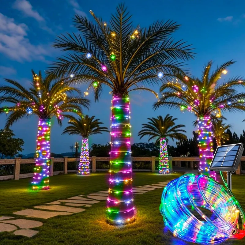 Solarbetriebene warmweiße flexible LED-Seilleuchten zum Umwickeln von Bäumen und zur Landschaftsgestaltung Skanto