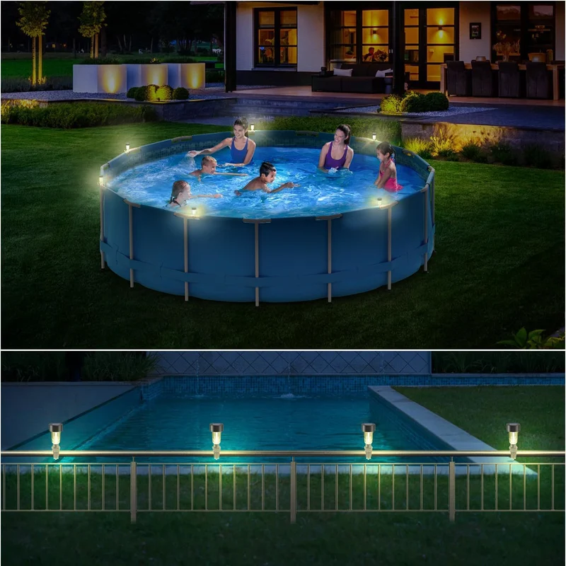 Solar-LED-Clip-On-Poolrandleuchte für Aufstellpools mit wasserdichter, robuster Halterung Skanto