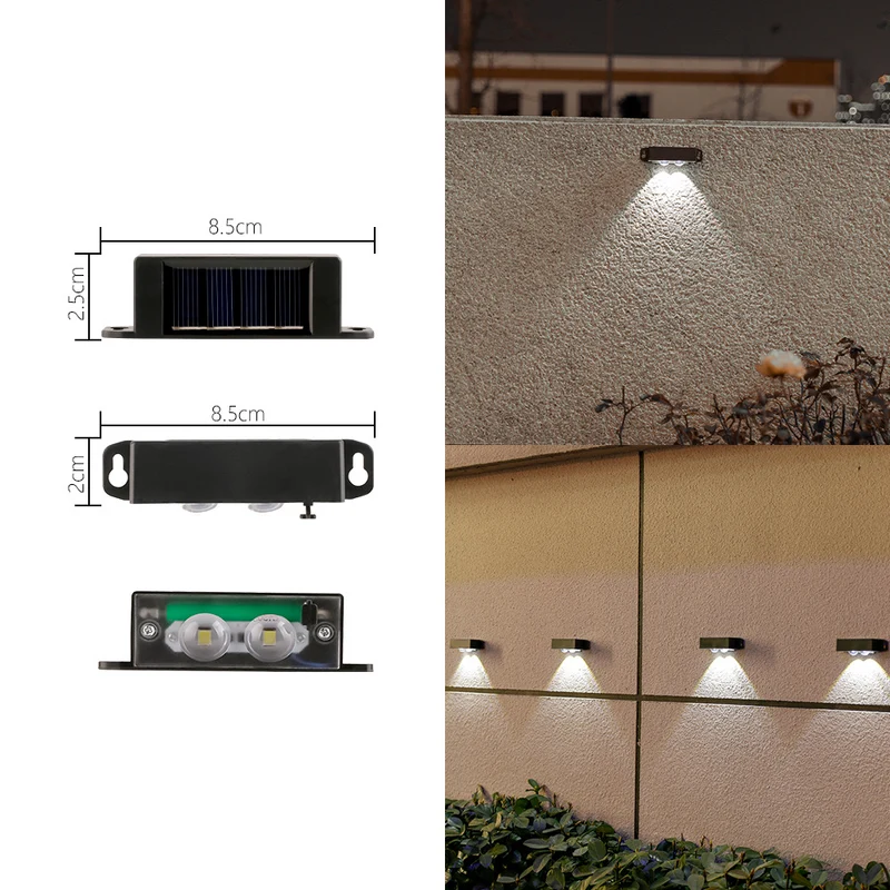 Kompakte solarbetriebene LED-Wandleuchte mit Bewegungssensor für Außentreppen und Zäune Skanto