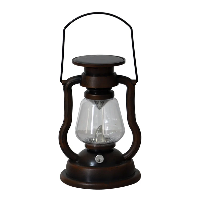 Antik-inspirierte Solar-LED-Laterne mit Glaskuppel und Metallgriff Skanto