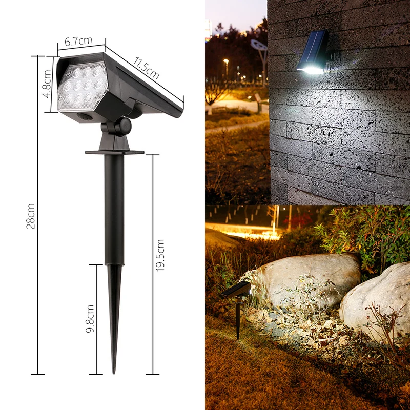Verstellbarer Solar-LED-Landschaftsstrahler mit Erdspieß Skanto