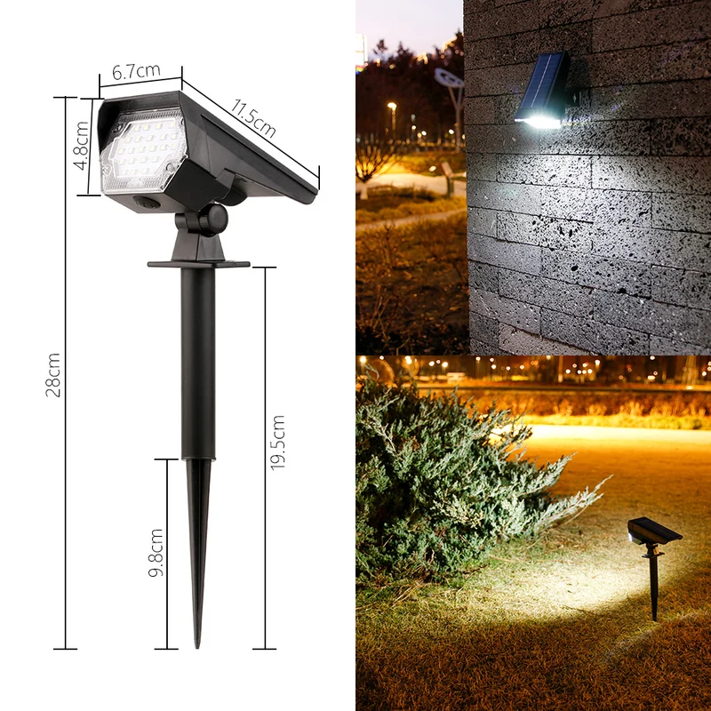 Verstellbarer Solar-LED-Landschaftsstrahler mit Erdspieß Skanto