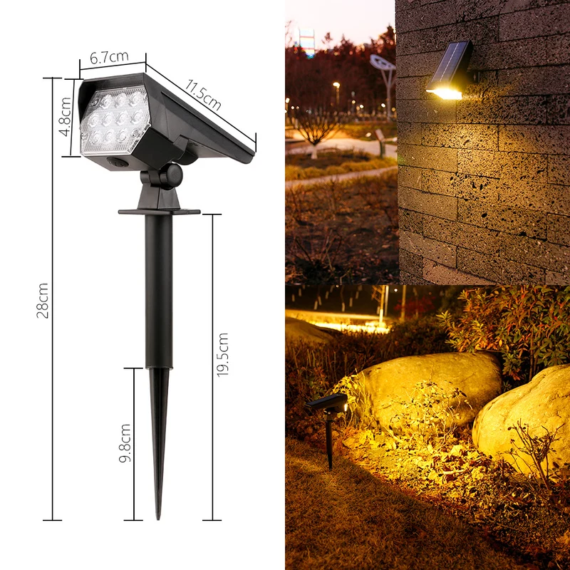 Verstellbarer Solar-LED-Landschaftsstrahler mit Erdspieß Skanto