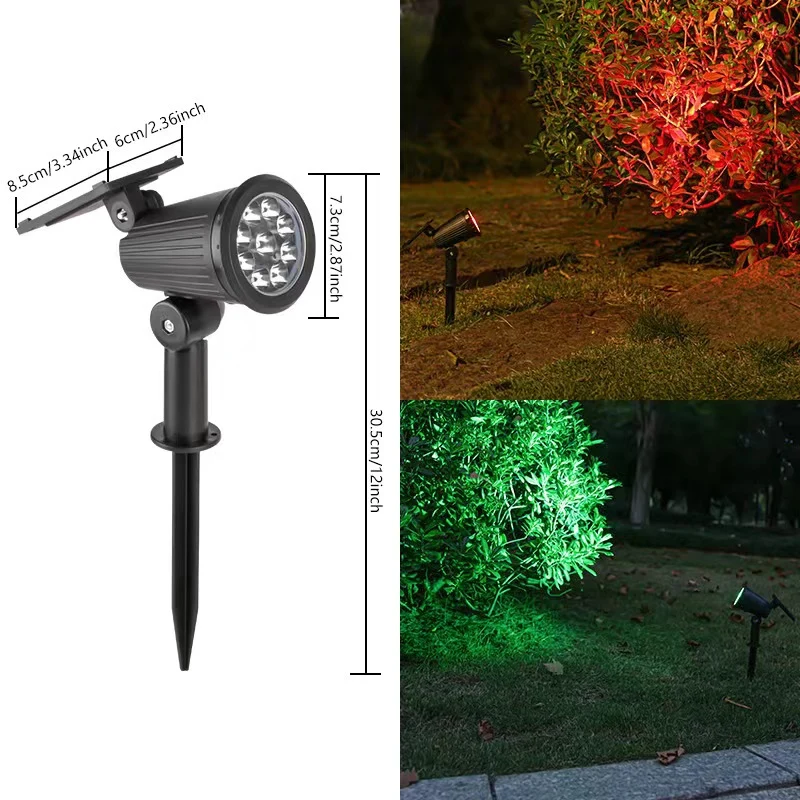 Verstellbarer Solar-LED-Gartenstrahler mit Erdspieß, schwenkbarem Kopf, integriertem Solarpanel und wetterfestem Gehäuse Skanto