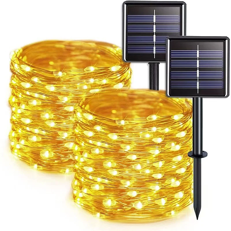 Solar-Kupferdraht-Lichterkette mit zwei Erdspießen Skanto