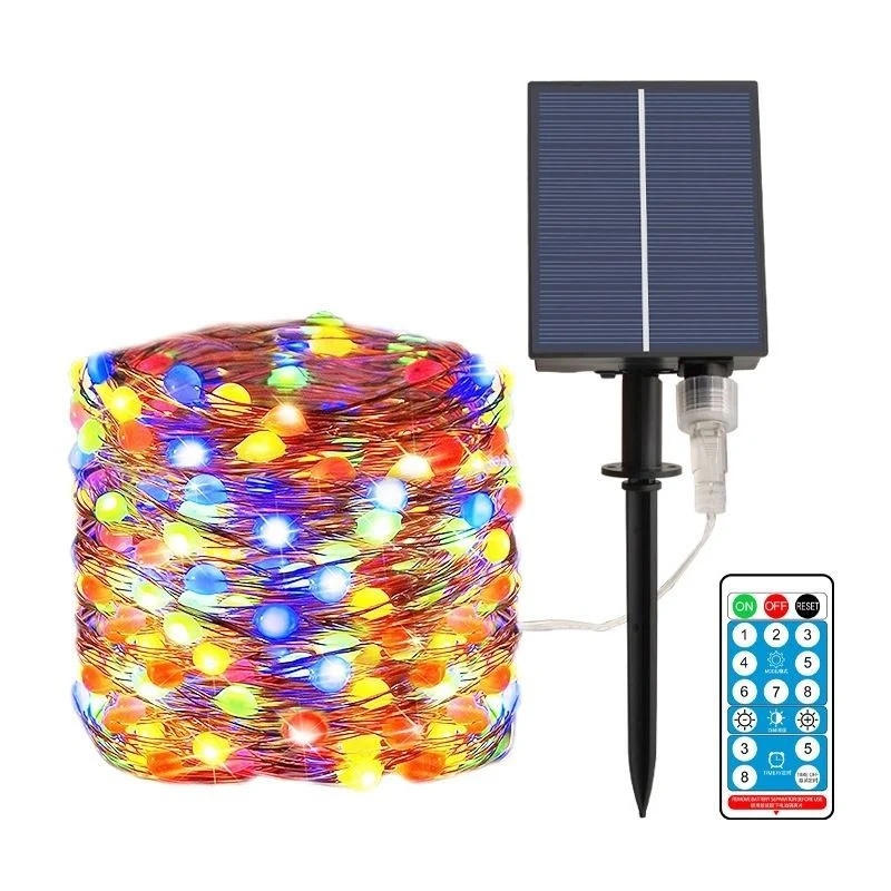Solar-Kupferdraht-Lichterkette mit zwei Erdspießen Skanto