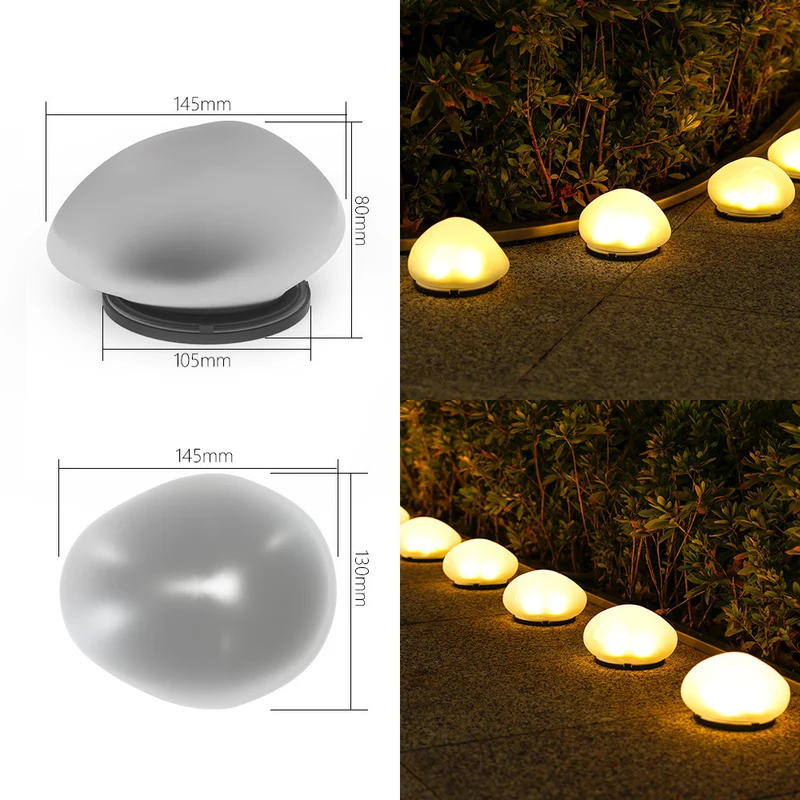 Wiederaufladbare LED-Kieselwegleuchten, wasserdichter Gartenakzent Skanto