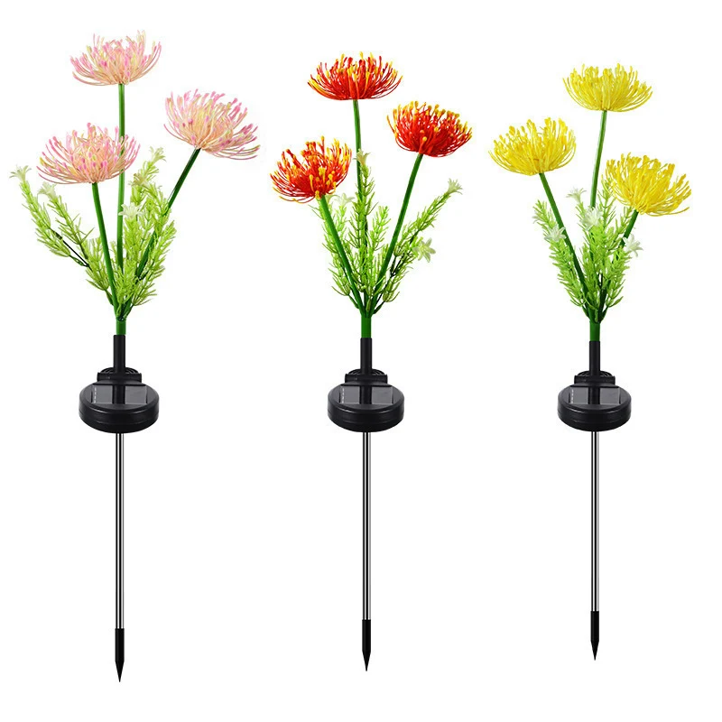 Realistische Solar-LED-Gartenblumenstecker mit Chrysanthemenblüte und flexiblem wasserdichtem Stiel Skanto