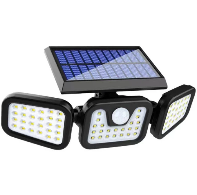 Outdoor Solar-Dreifachkopf-LED-Sicherheitsflutlicht mit PIR-Bewegungssensor und verstellbaren Schwenkhalterungen Skanto