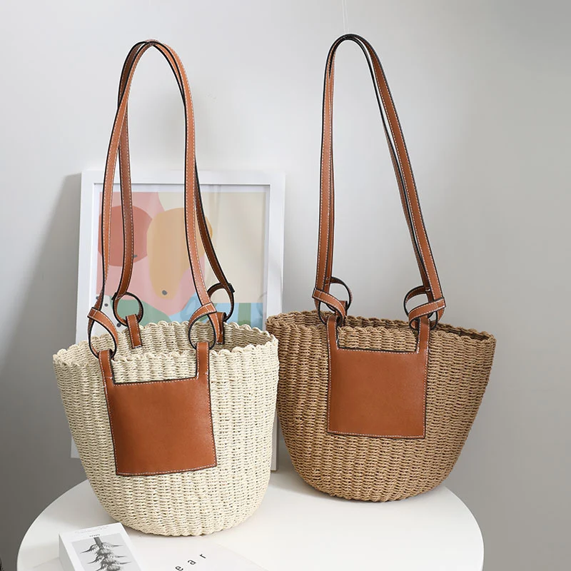 Korbtasche mit elegantem Lederdetail Skanto