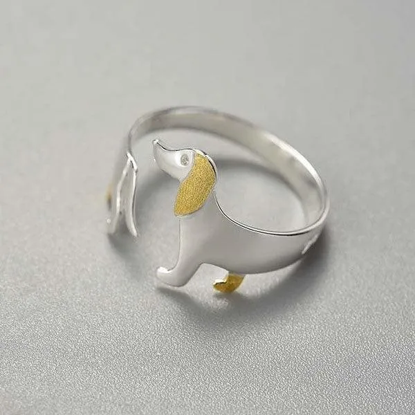 Dackel-Ring aus 925er Silber, verstellbar | Skanto