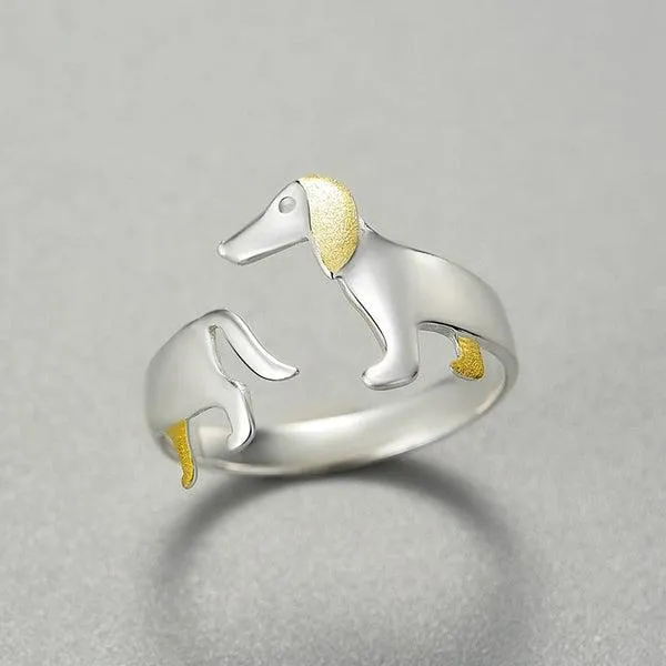 Dackel-Ring aus 925er Silber, verstellbar | Skanto