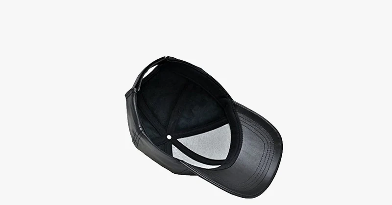 Verstellbare Baseballkappe aus schwarzem Leder | Skanto