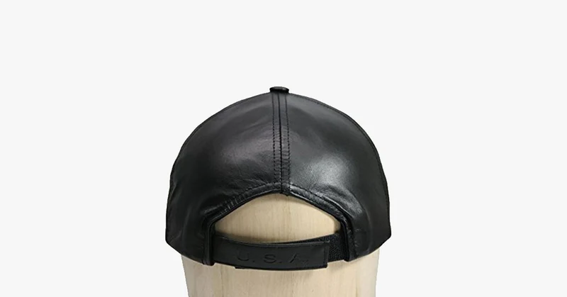Verstellbare Baseballkappe aus schwarzem Leder | Skanto