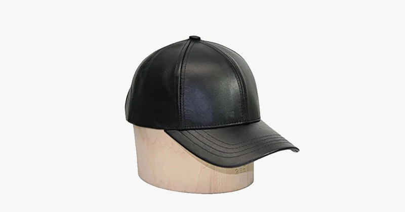 Verstellbare Baseballkappe aus schwarzem Leder | Skanto