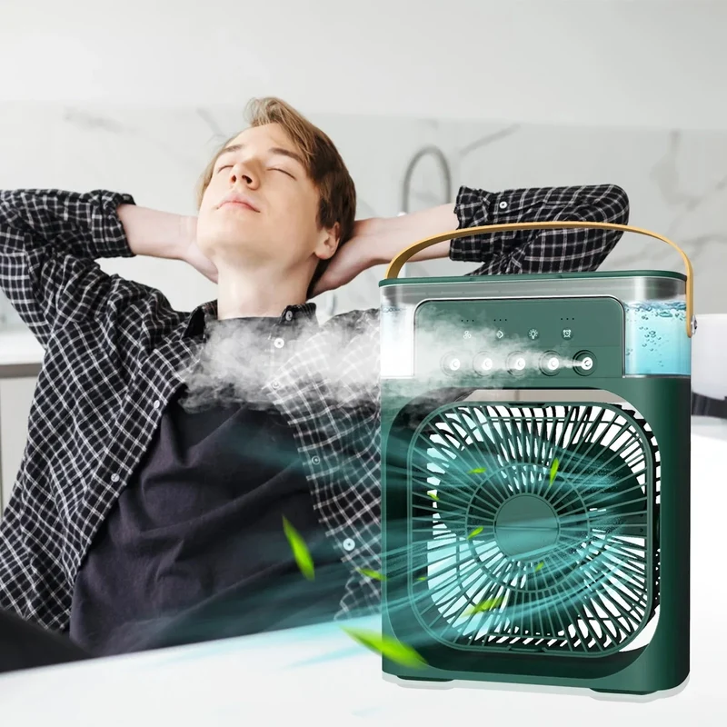 3-in-1 Tragbarer Luftkühler mit Luftbefeuchter und LED-Nachtlicht | Skanto