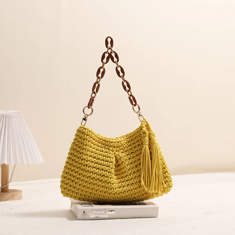 Handgemachte Makramee-Tasche mit stilvollen Fransen Skanto