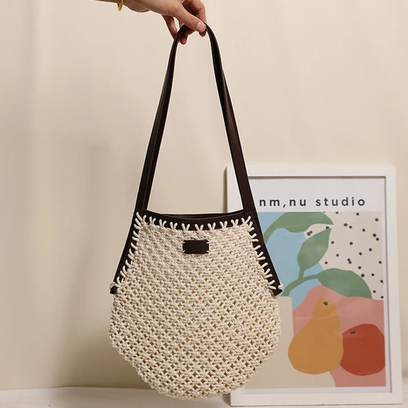 Handgeknüpfte Tote Bag mit robusten Ledergriffen Skanto