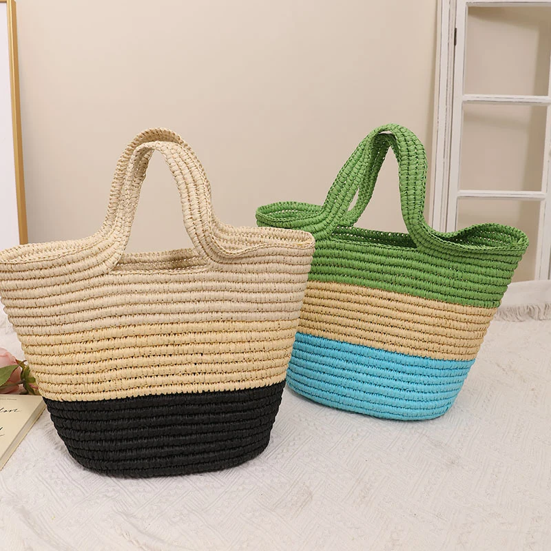 Handgemachte, strapazierfähige Strandtasche mit fröhlichem Zickzackmuster Skanto
