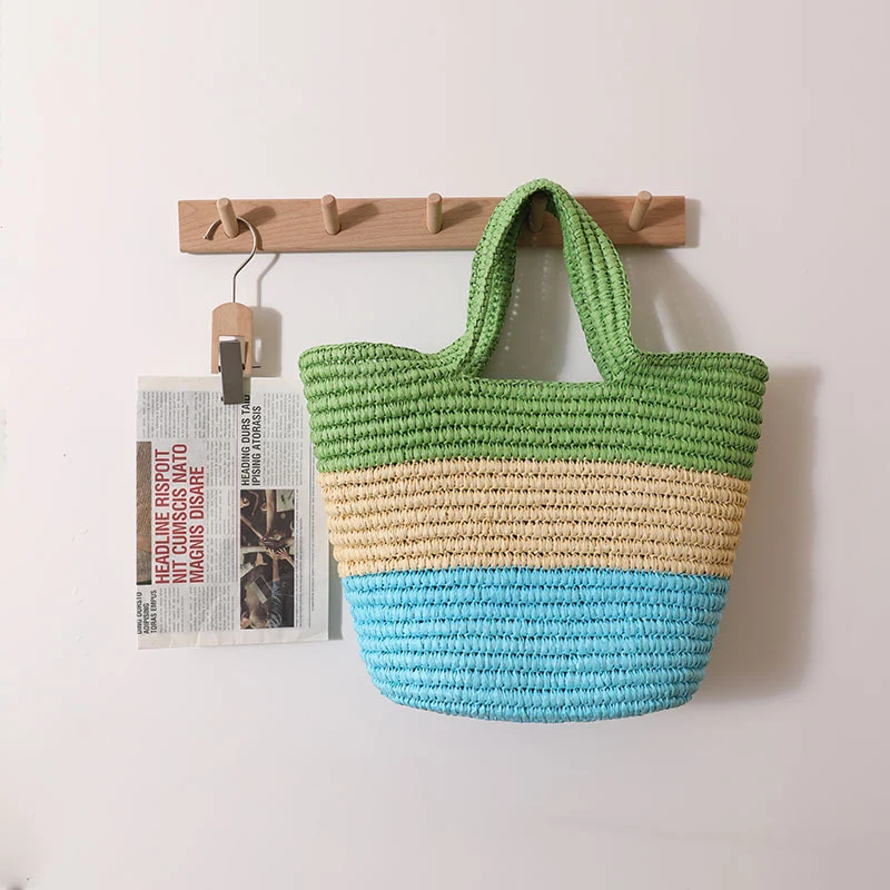 Handgemachte, strapazierfähige Strandtasche mit fröhlichem Zickzackmuster Skanto