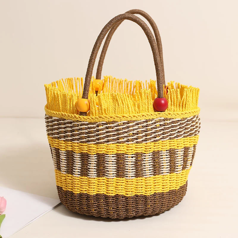 Stylische Tragetasche mit bunten Fransen Skanto