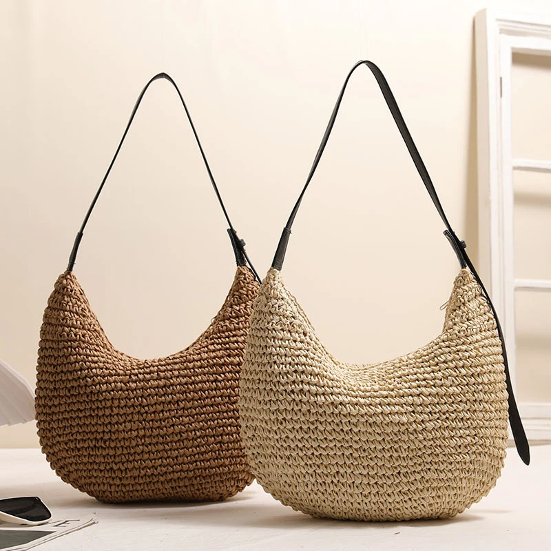 Handgemachte Hobo Bag aus Naturraffia Skanto
