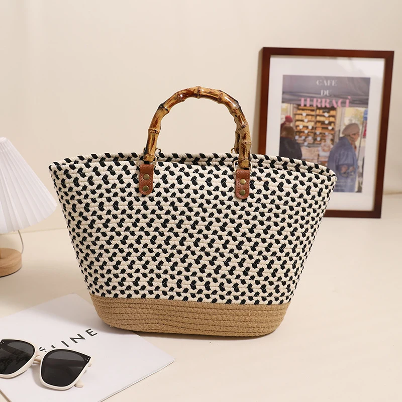 Eleganter Stroh-Shopper mit Bambusgriffen Skanto