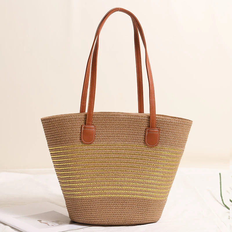 Elegante gewebte Tasche mit Lederakzenten Skanto