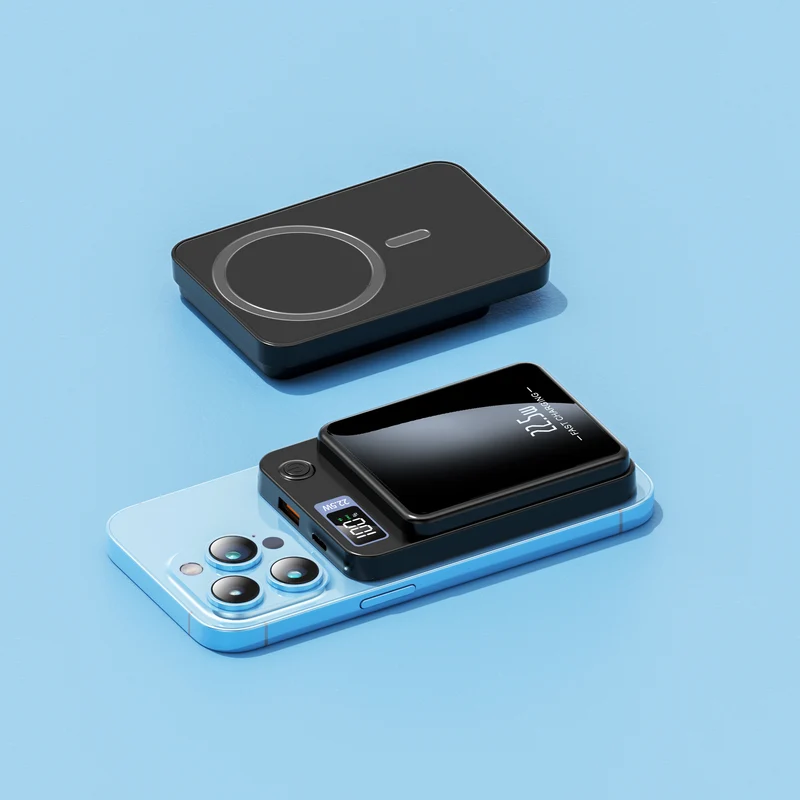 Tragbare Schnelllade-Powerbank mit LED-Display und kabellosem Laden Skanto