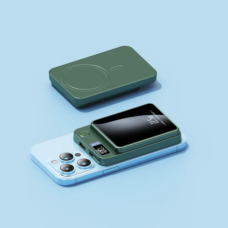 Tragbare Schnelllade-Powerbank mit LED-Display und kabellosem Laden Skanto