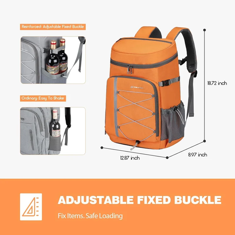 Unisex isolierter Picknick-Rucksack mit integriertem Kühler, Flaschenhalter und verstellbarem Gurtsystem Skanto