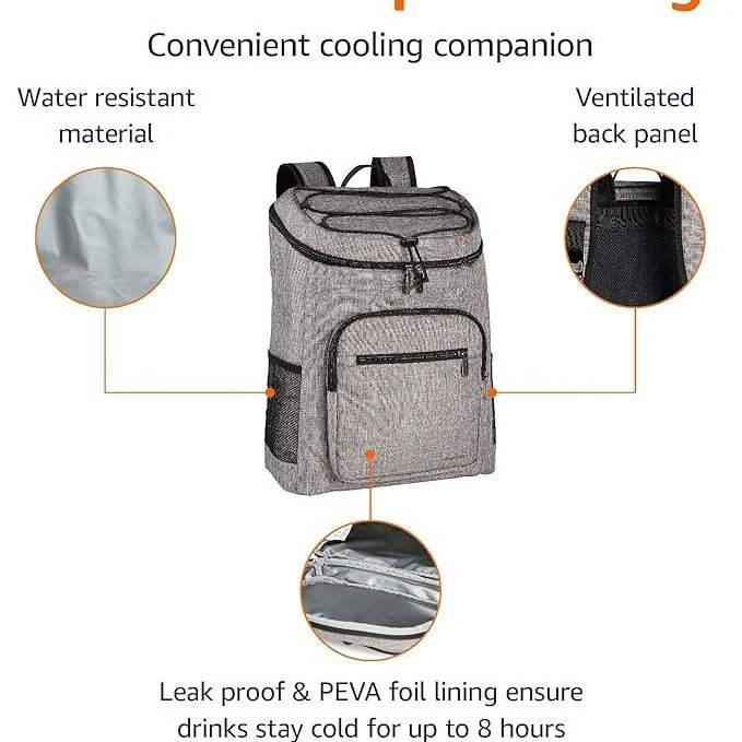 Unisex isolierter Lunch-Rucksack mit isolierendem Innenfutter und multifunktionalen Organizer-Taschen Skanto