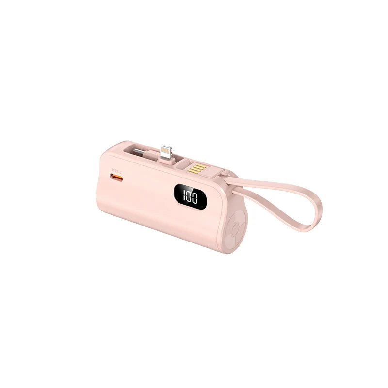 Tragbare Powerbank mit integrierten Kabeln und LED-Anzeige Skanto