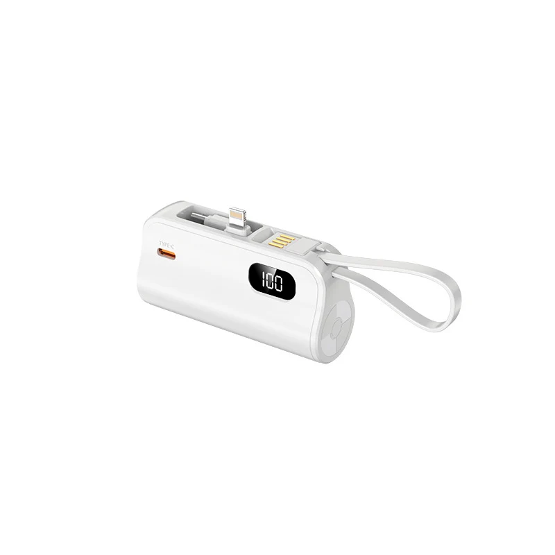 Tragbare Powerbank mit integrierten Kabeln und LED-Anzeige Skanto