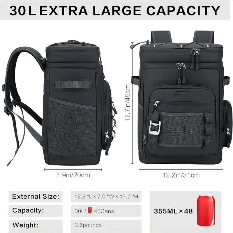 Unisex isolierter Essens- und Kühlrucksack mit mehreren Taschen, gepolsterten Trägern und wasserabweisender Beschichtung Skanto