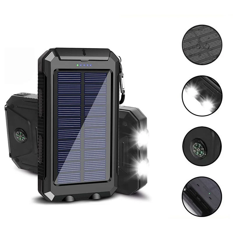 Solar Powerbank mit integriertem LED-Licht und Kompass Skanto