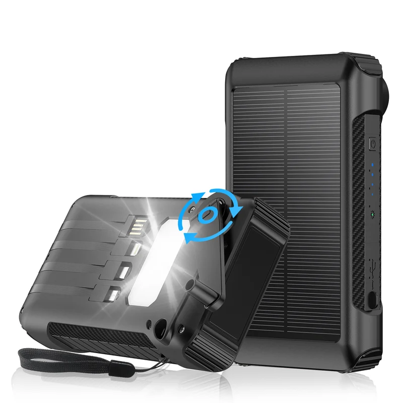 Robuste Solar-Powerbank mit LED-Licht und Kompass Skanto