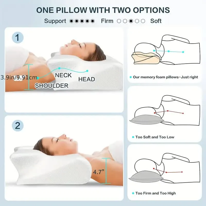 SleepEase Schmetterlings-Memory-Schaum-Kissen – Ergonomische Unterstützung für Seiten- und Rückenschläfer Skanto