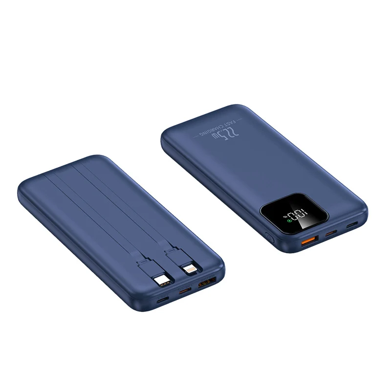 Powerbank mit integrierten Ladekabeln und digitaler Ladeanzeige Skanto
