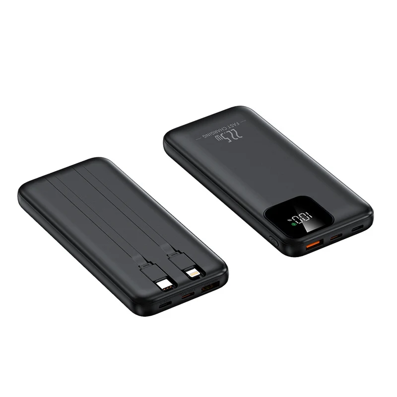Powerbank mit integrierten Ladekabeln und digitaler Ladeanzeige Skanto