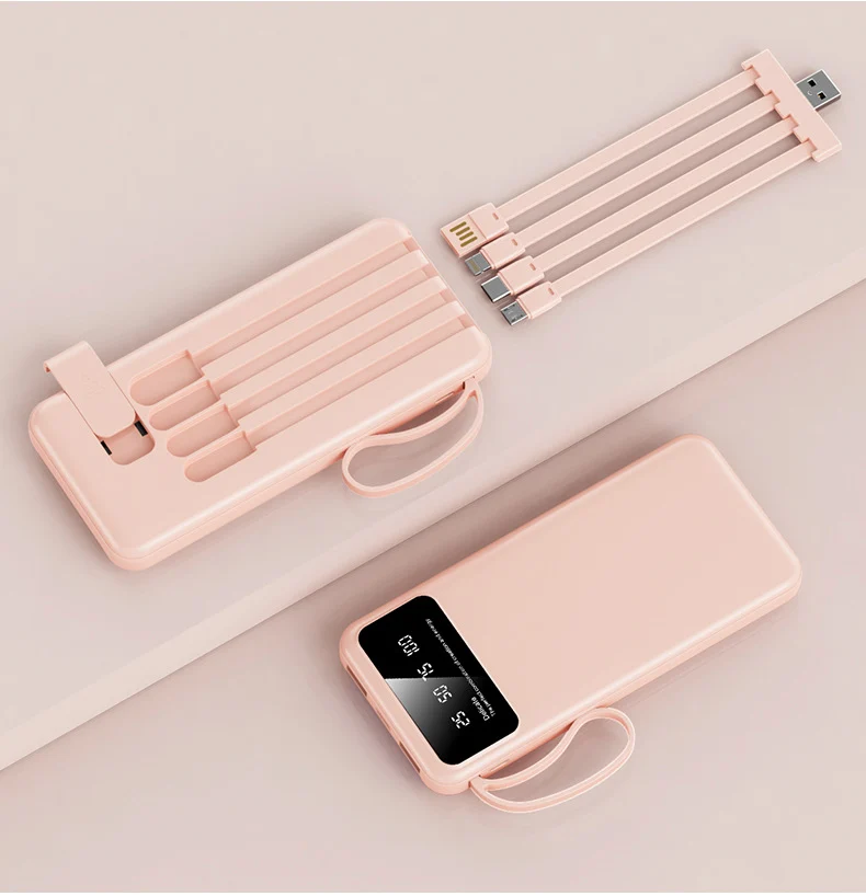 Multifunktionale Powerbank mit integrierten Ladekabeln Skanto
