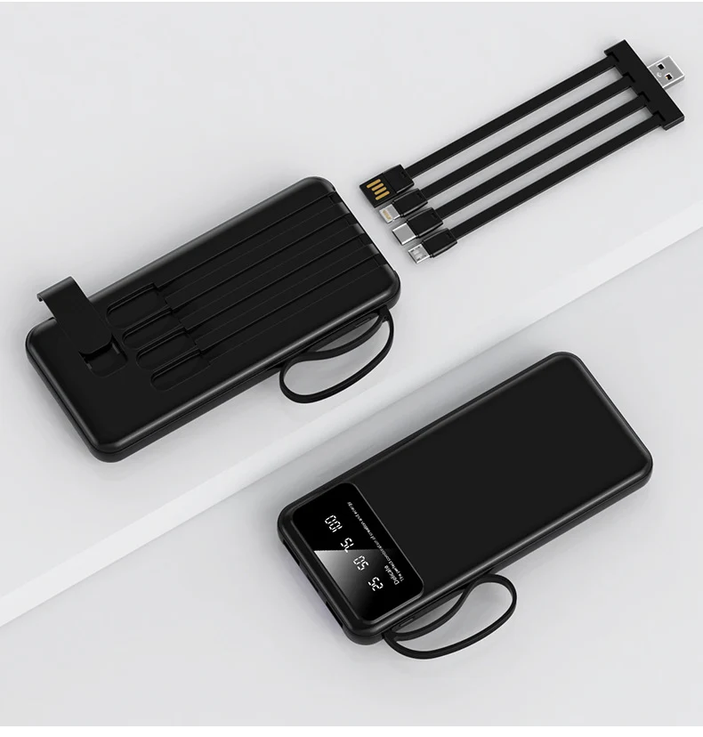 Multifunktionale Powerbank mit integrierten Ladekabeln Skanto