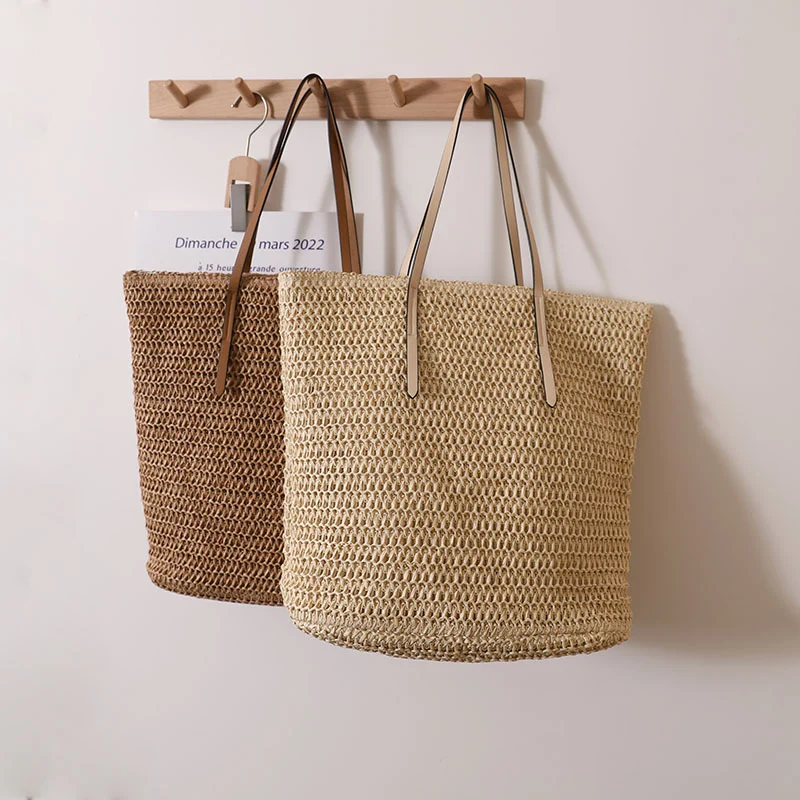 Geflochtener Shopper mit eleganten Ledergriffen Skanto